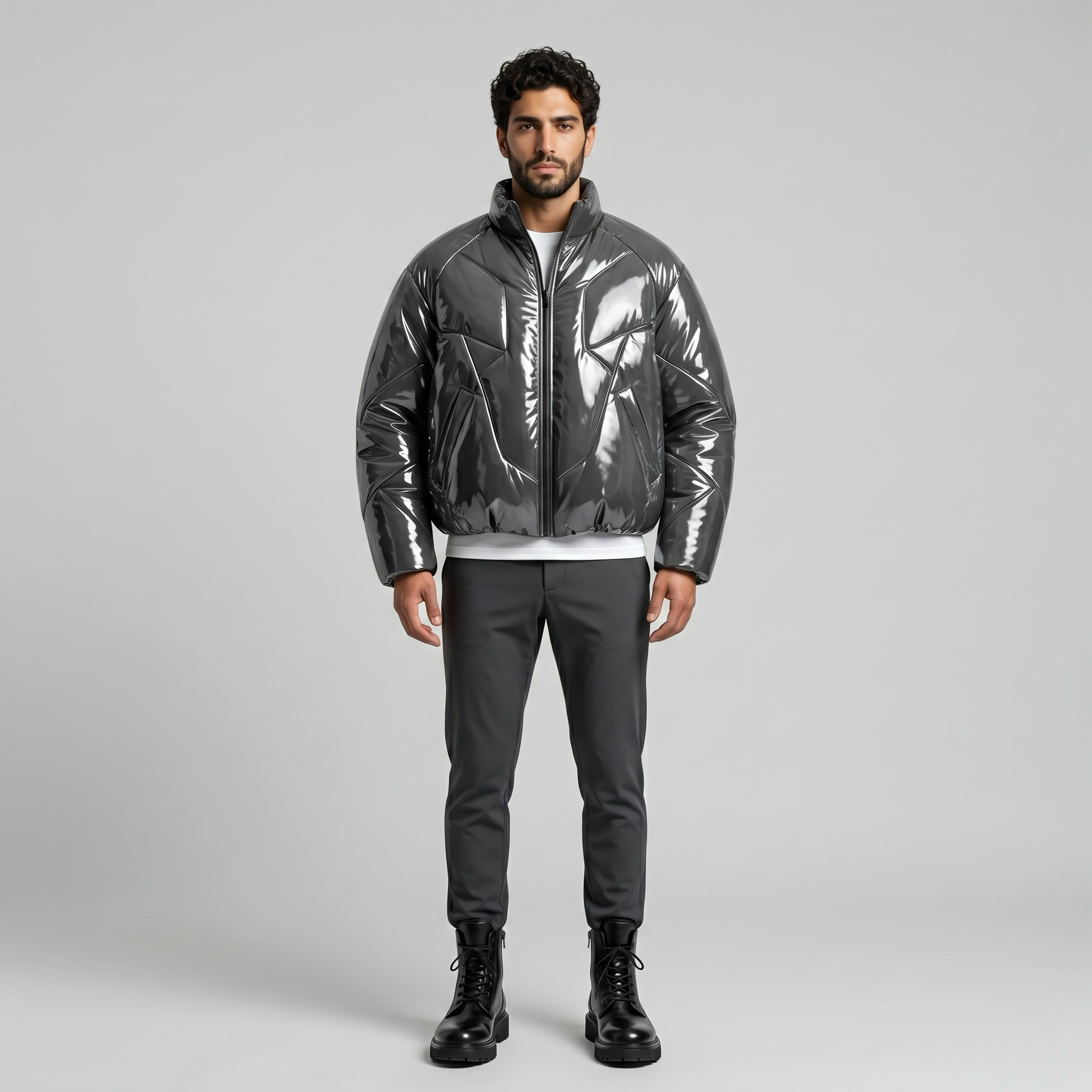 Chrome Flux Gloss Puffer Jacket