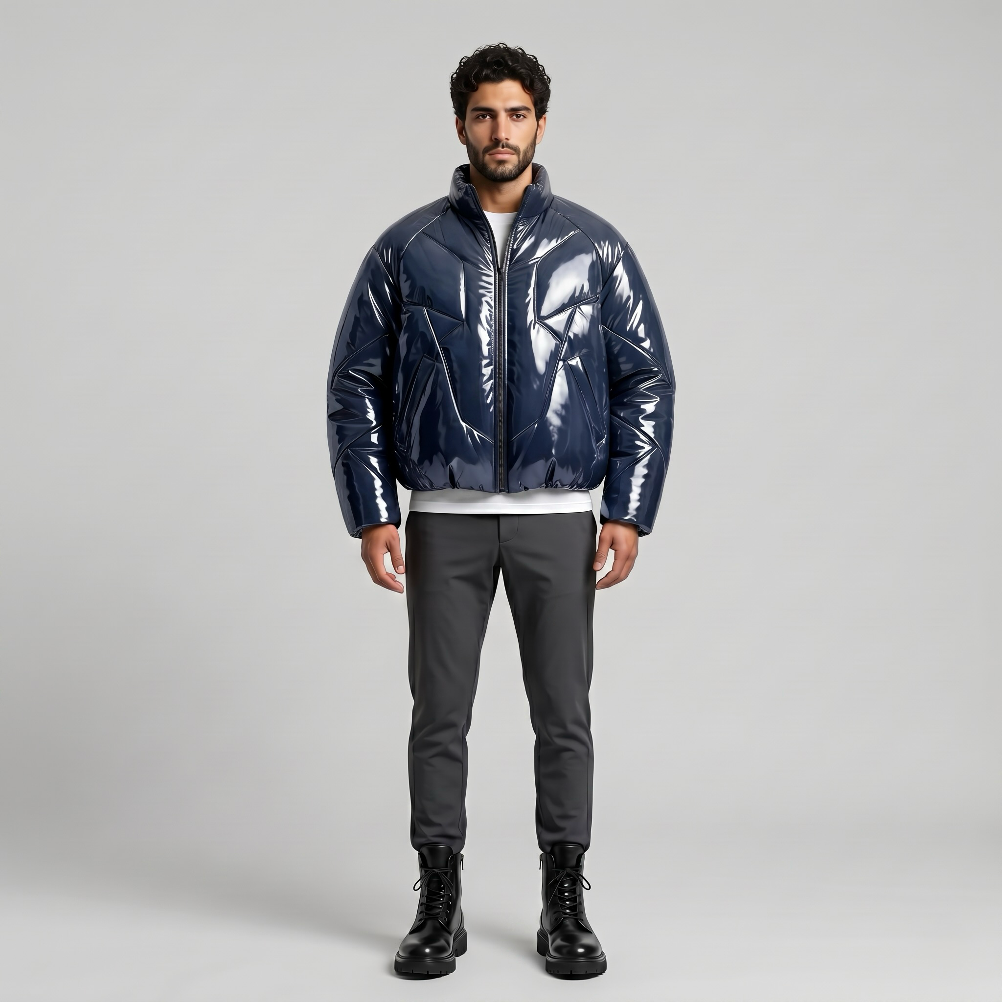 Chrome Flux Gloss Puffer Jacket