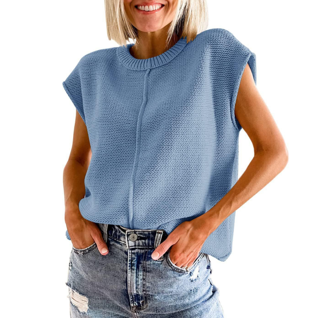 Top tricoté sans manches décontracté pour femme