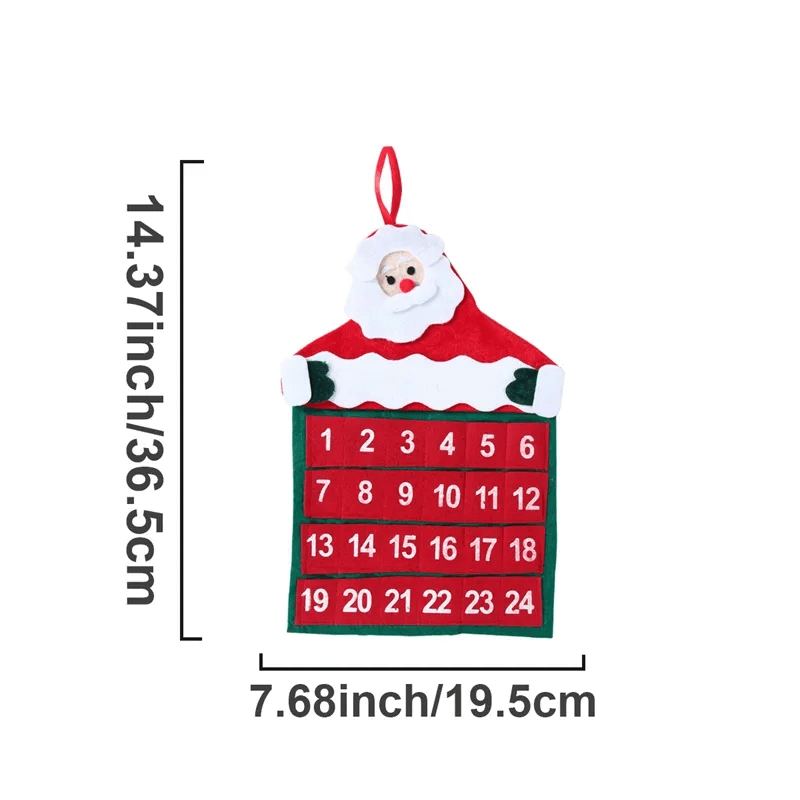 Fabric Christmas Advent Calendar | 24-Day Santa Wall Hanging