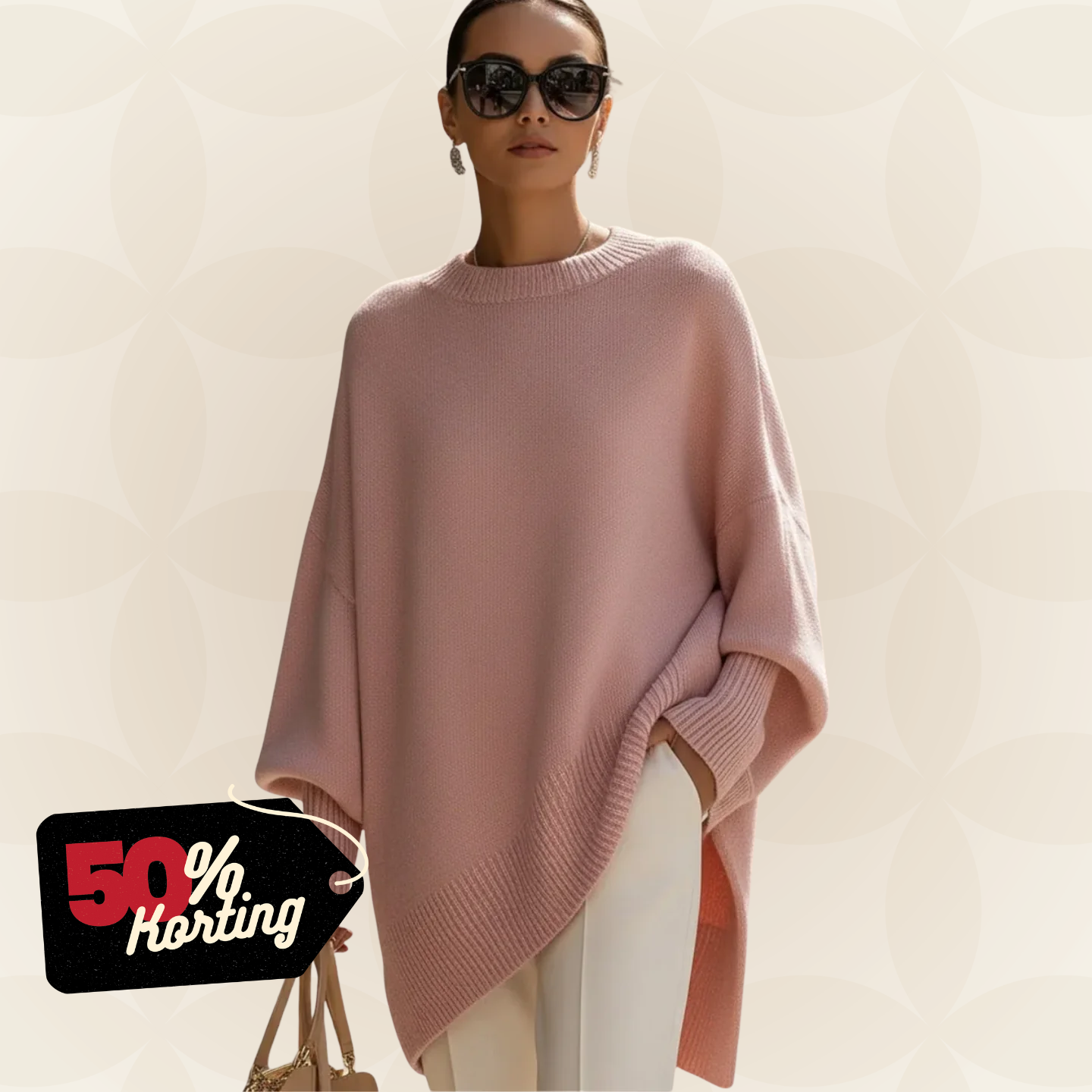 Poncho oversize en maille pour femme