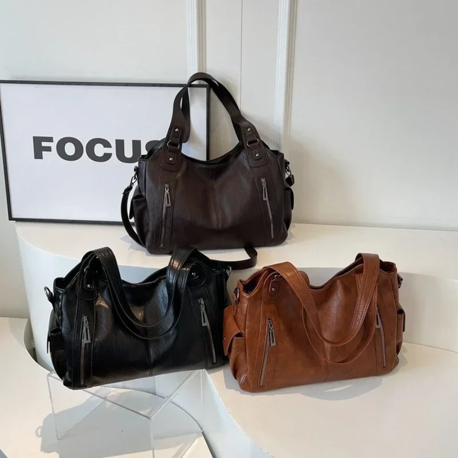Women’s Multi-Pocket Shoulder Bag with Detachable Strap