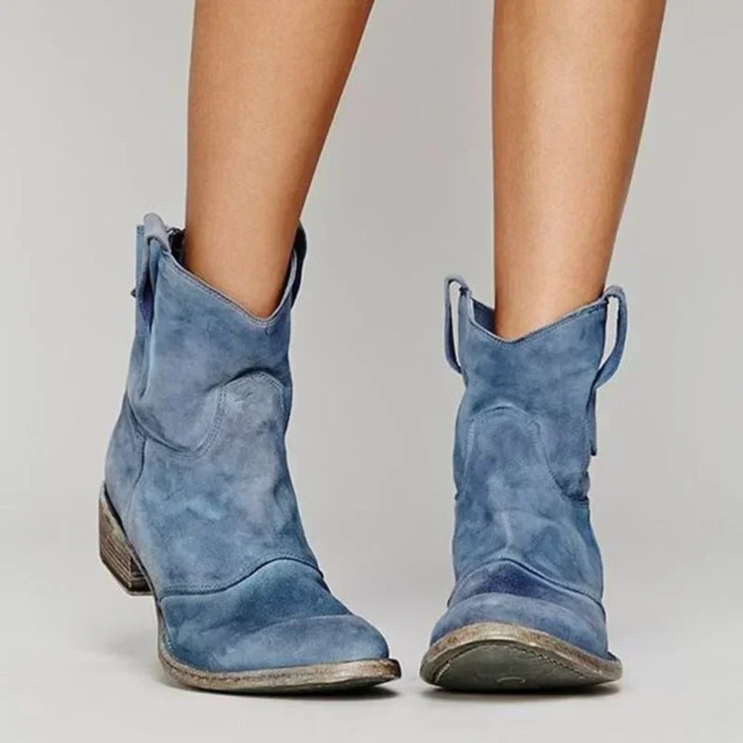 Women's Suede Western Ankle Boots for Autumn
