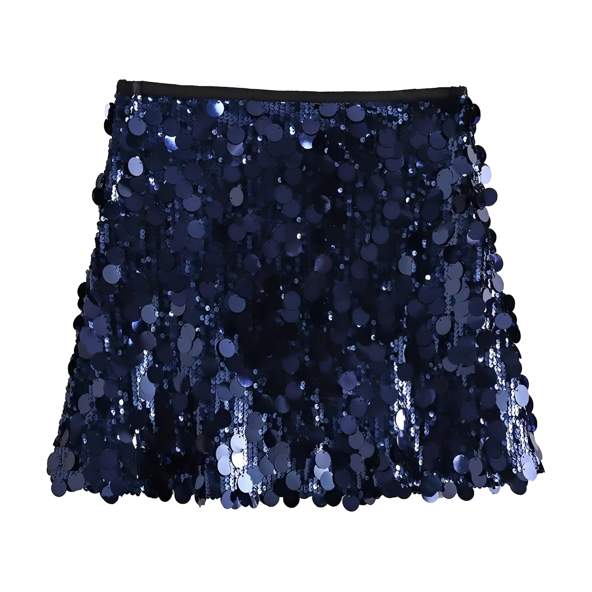 Women's Sequin Mini Skirt with Disc Embellishments