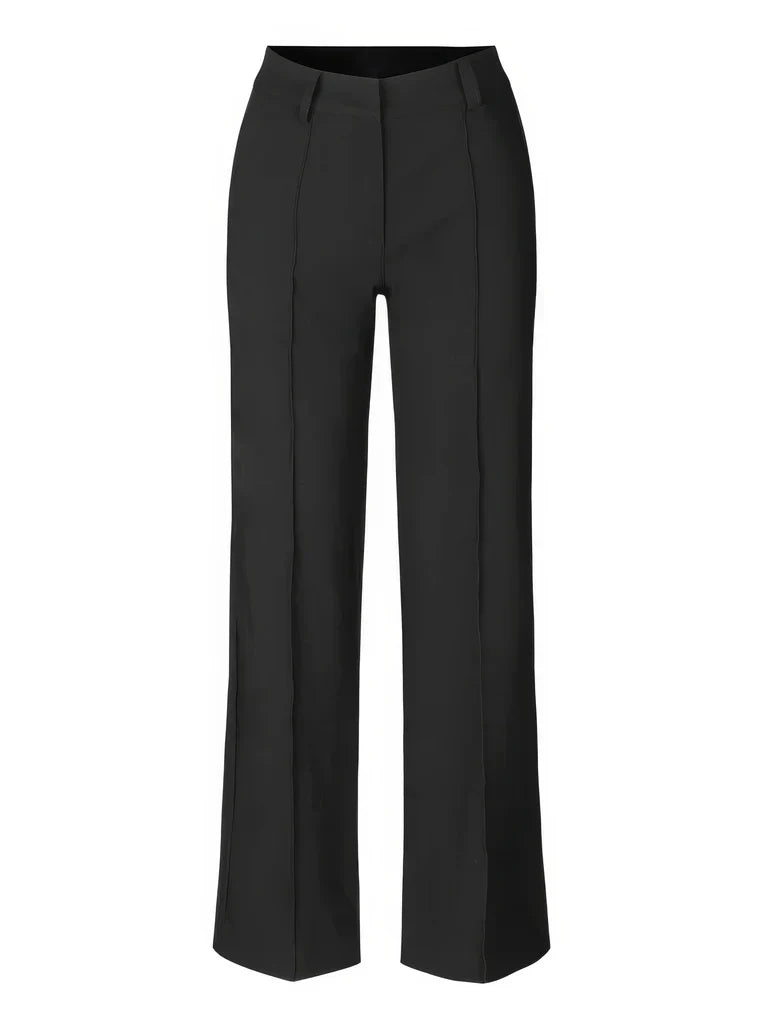Pantalon large à taille haute pour femme avec poches