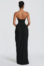 Women's Strapless Corset Draped Maxi Dress