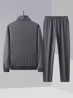 Men's Zip-Up Tracksuit Set | Stand Collar Track Jacket & Trousers