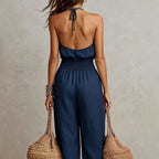 Women's Halterneck Wide Leg Jumpsuit