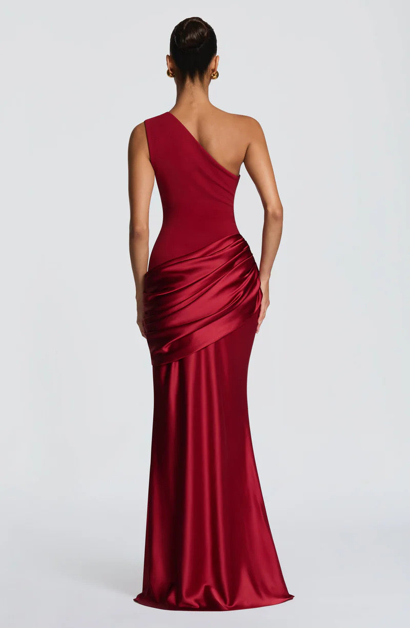 Women's One-Shoulder Jersey Maxi Evening Dress for Autumn