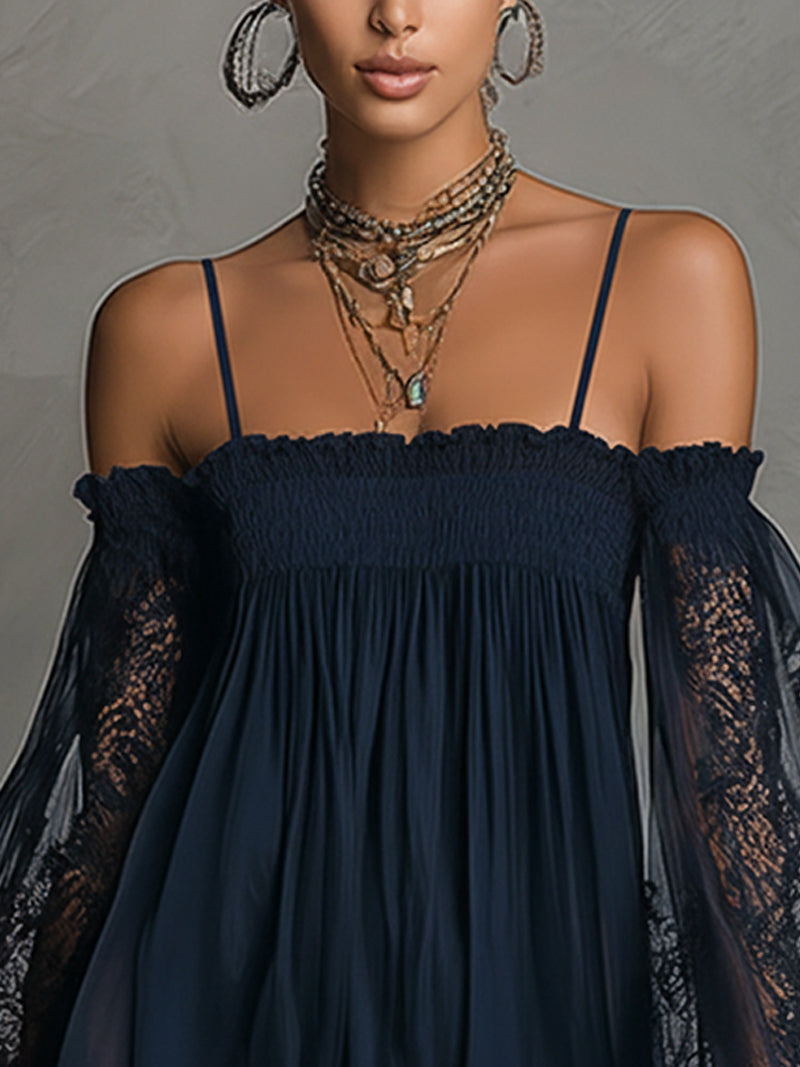Women's Chiffon Mini Dress for Autumn Evening Wear
