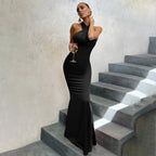 Women's Halter Neck Maxi Dress with Fishtail Hem