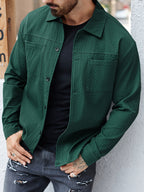 Men's Textured Overshirt with Chest Pocket