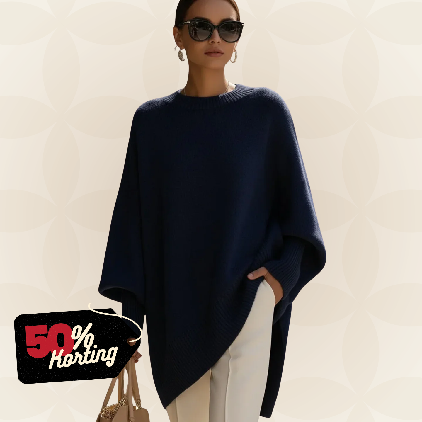 Poncho oversize en maille pour femme