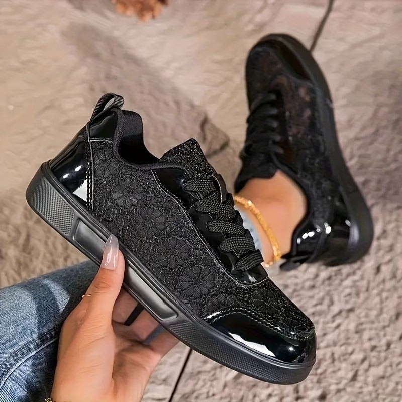 Women's Lace-Up Floral Mesh Trainers