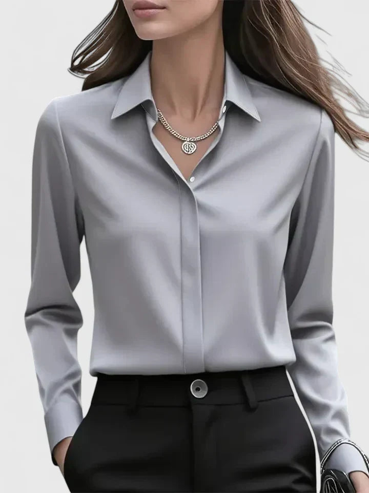Chemise boutonnée à manches longues et col pour femme