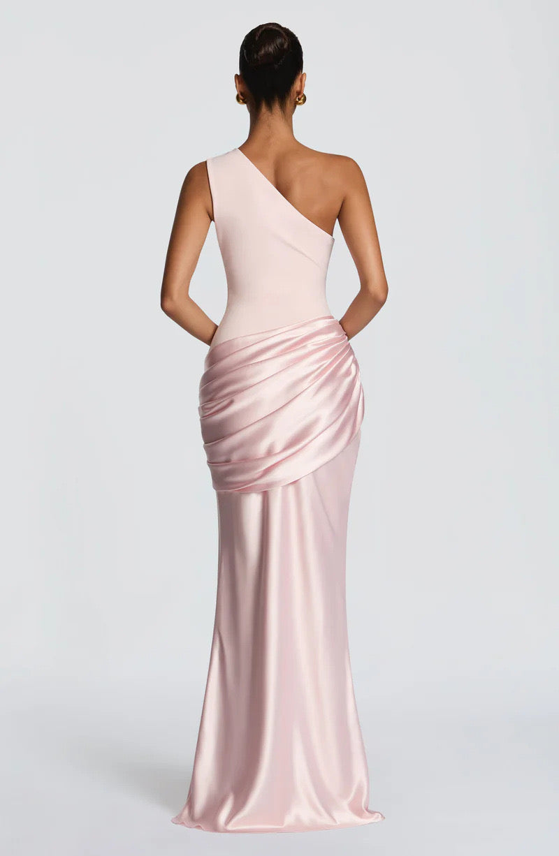 Women's One-Shoulder Jersey Maxi Evening Dress for Autumn