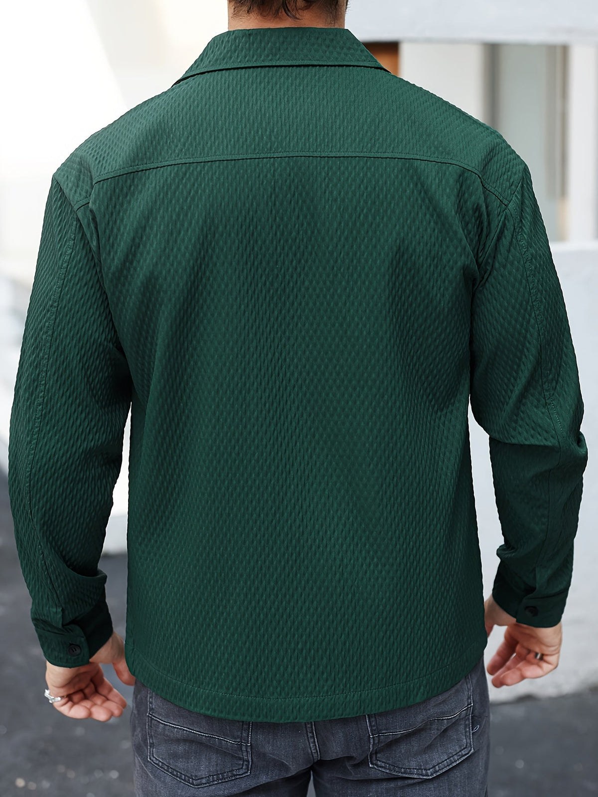 Męska teksturowana koszula overshirt z kieszenią na piersi