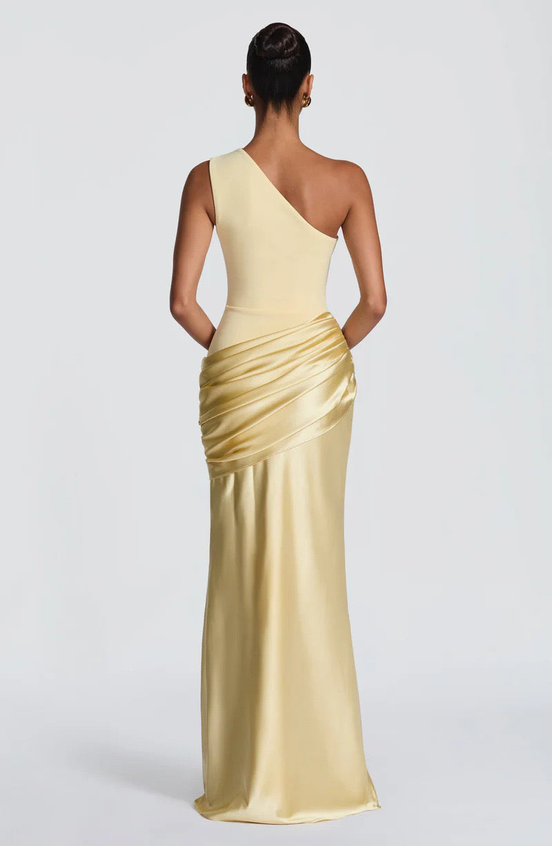 Women's One-Shoulder Jersey Maxi Evening Dress for Autumn