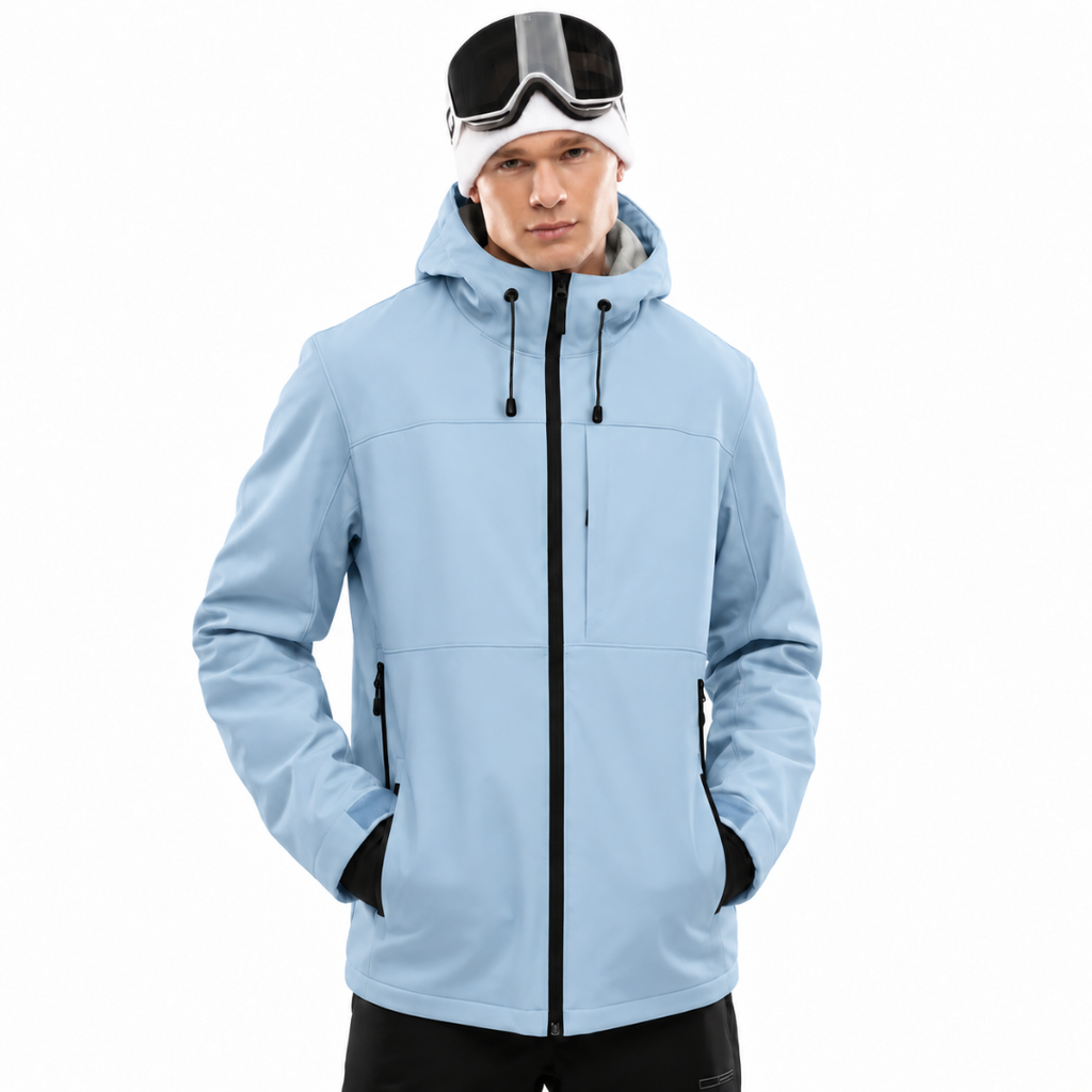Men's Hooded Ski Jacket with Zip Pockets
