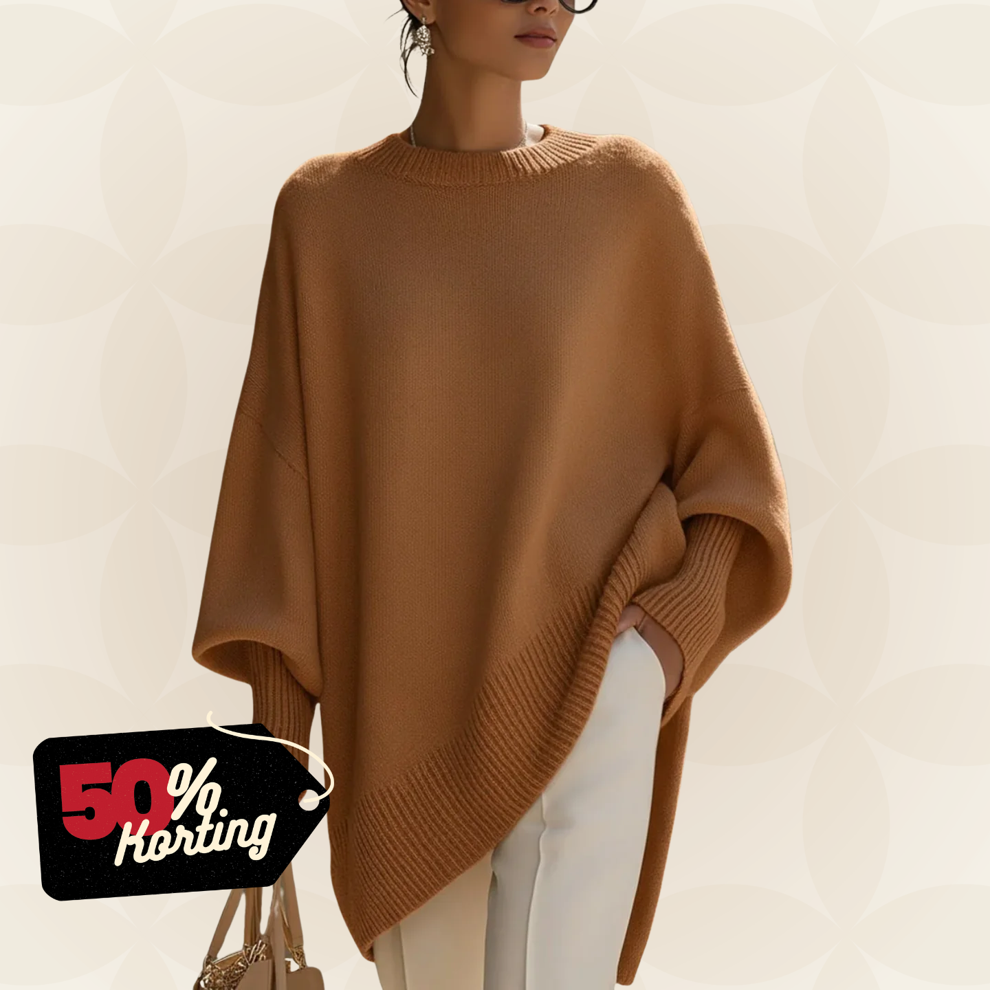 Poncho oversize en maille pour femme