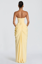 Women's Strapless Corset Draped Maxi Dress