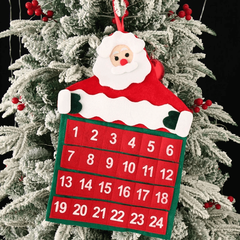 Fabric Christmas Advent Calendar | 24-Day Santa Wall Hanging