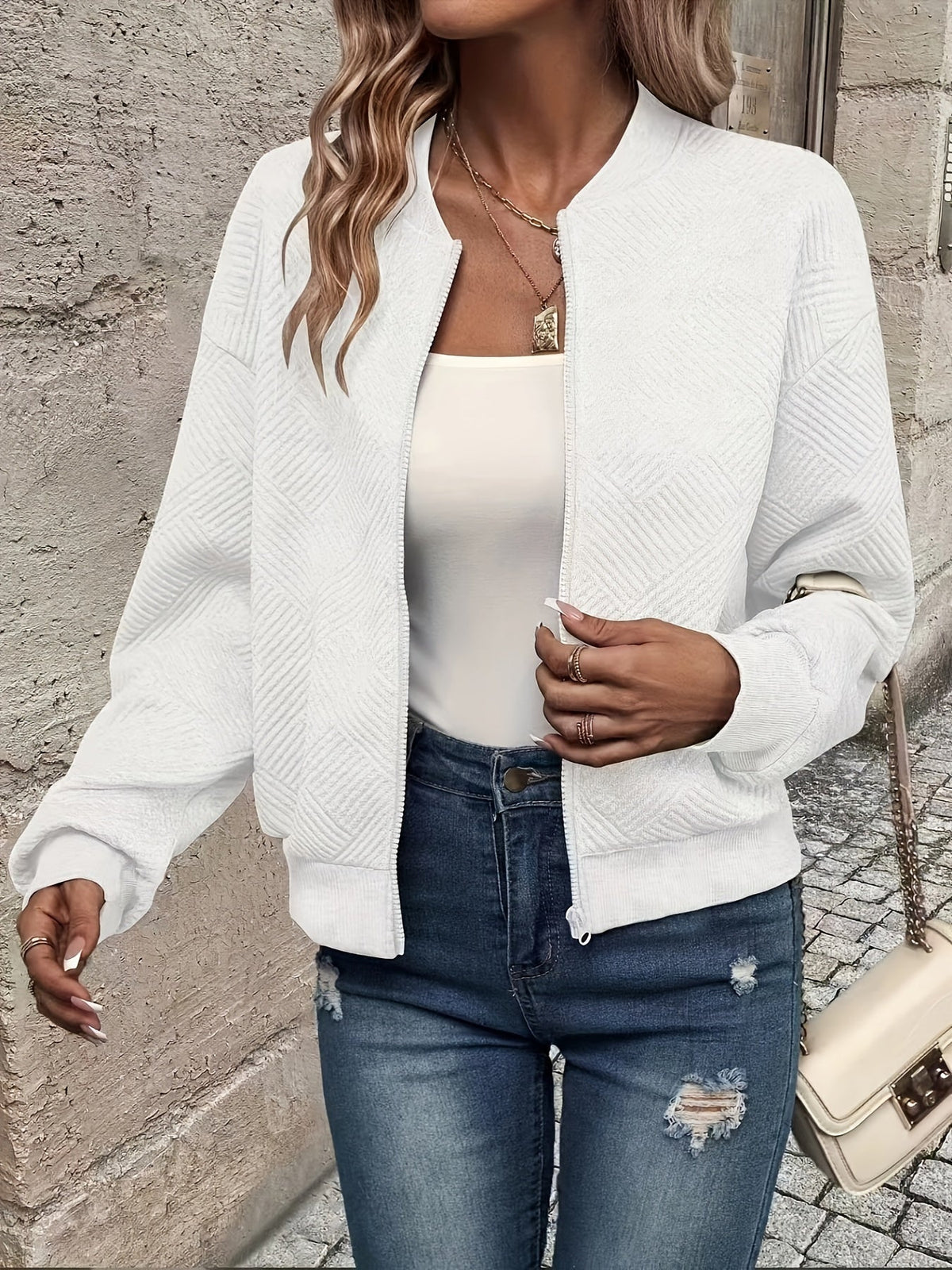 Women's Textured Zip-Up Jacket