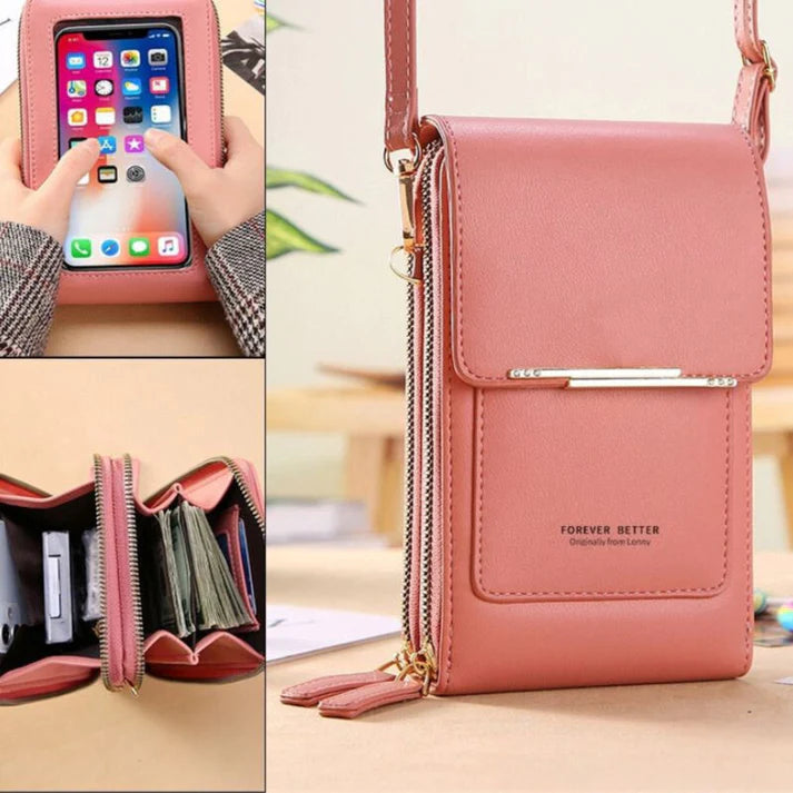 Sac compact pour téléphone à bandoulière pour femme, avec compartiments zippés