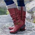 Women's Knit Trim Mid Calf Boots