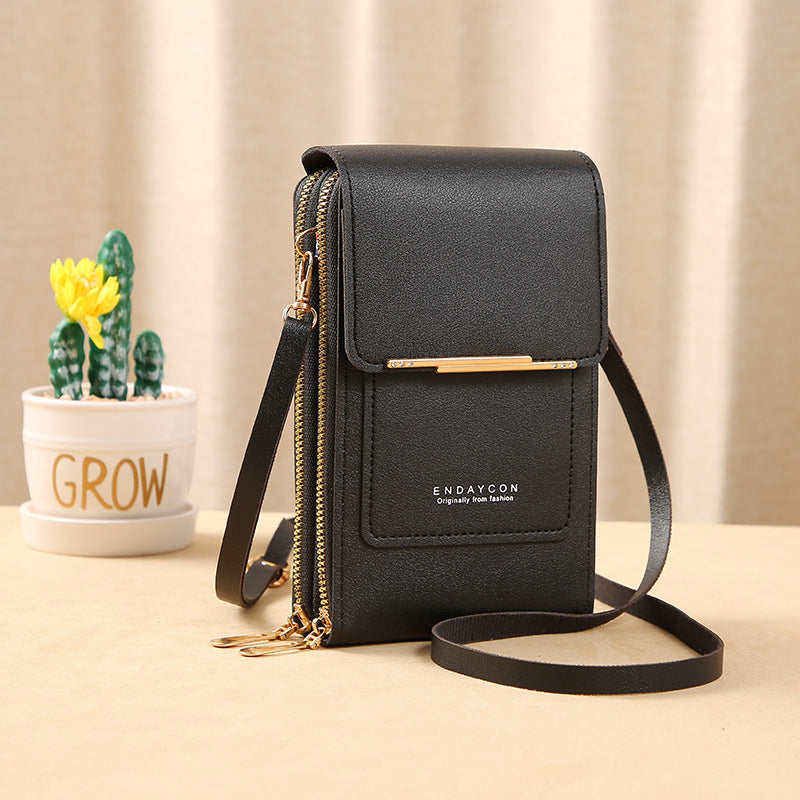 Sac compact pour téléphone à bandoulière pour femme, avec compartiments zippés