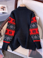 Pull de Noël oversize pour femme | Maille Fair Isle avec Père Noël