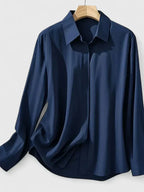 Women's Collared Long Sleeve Button-Up Shirt