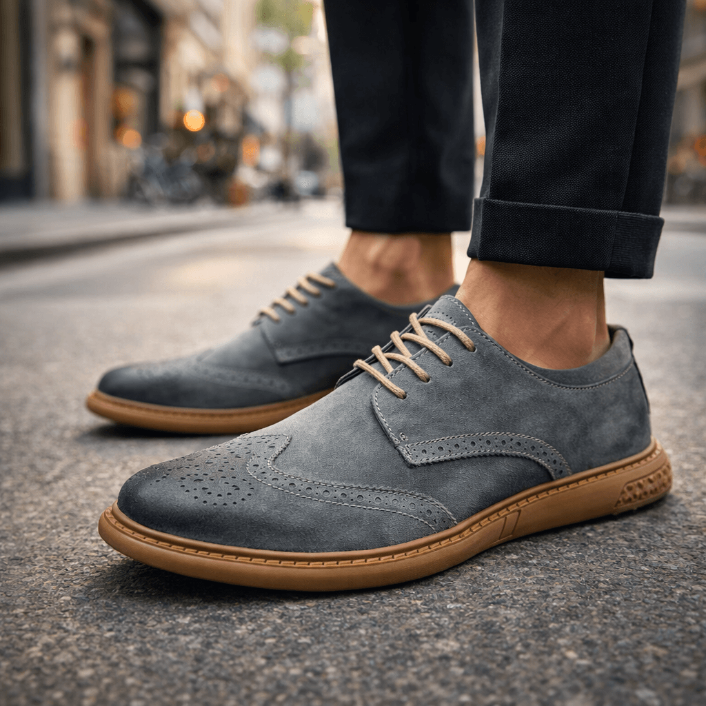 Męskie zamszowe derby typu brogue