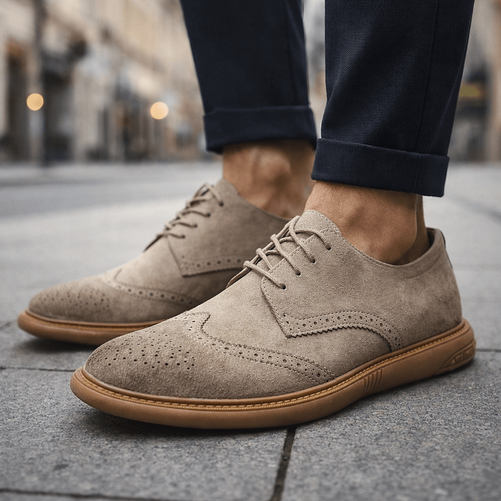 Męskie zamszowe derby typu brogue