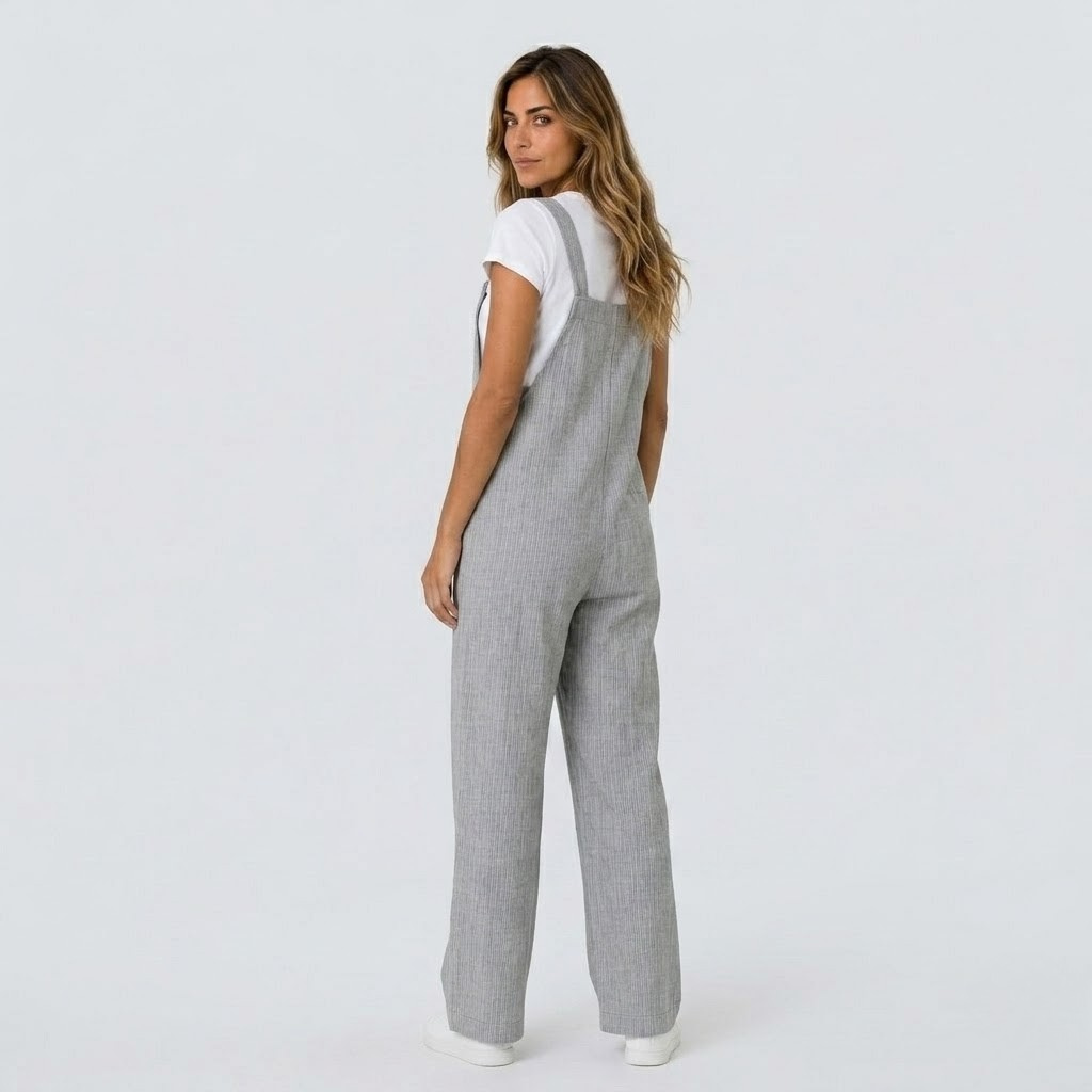 Women's Relaxed Wide Leg Dungaree Jumpsuit
