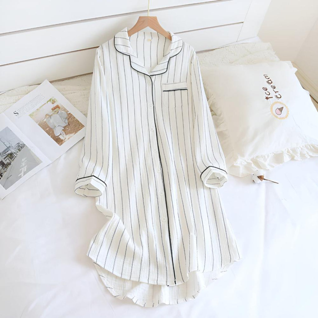 Women’s Striped Button-Down Nightdress