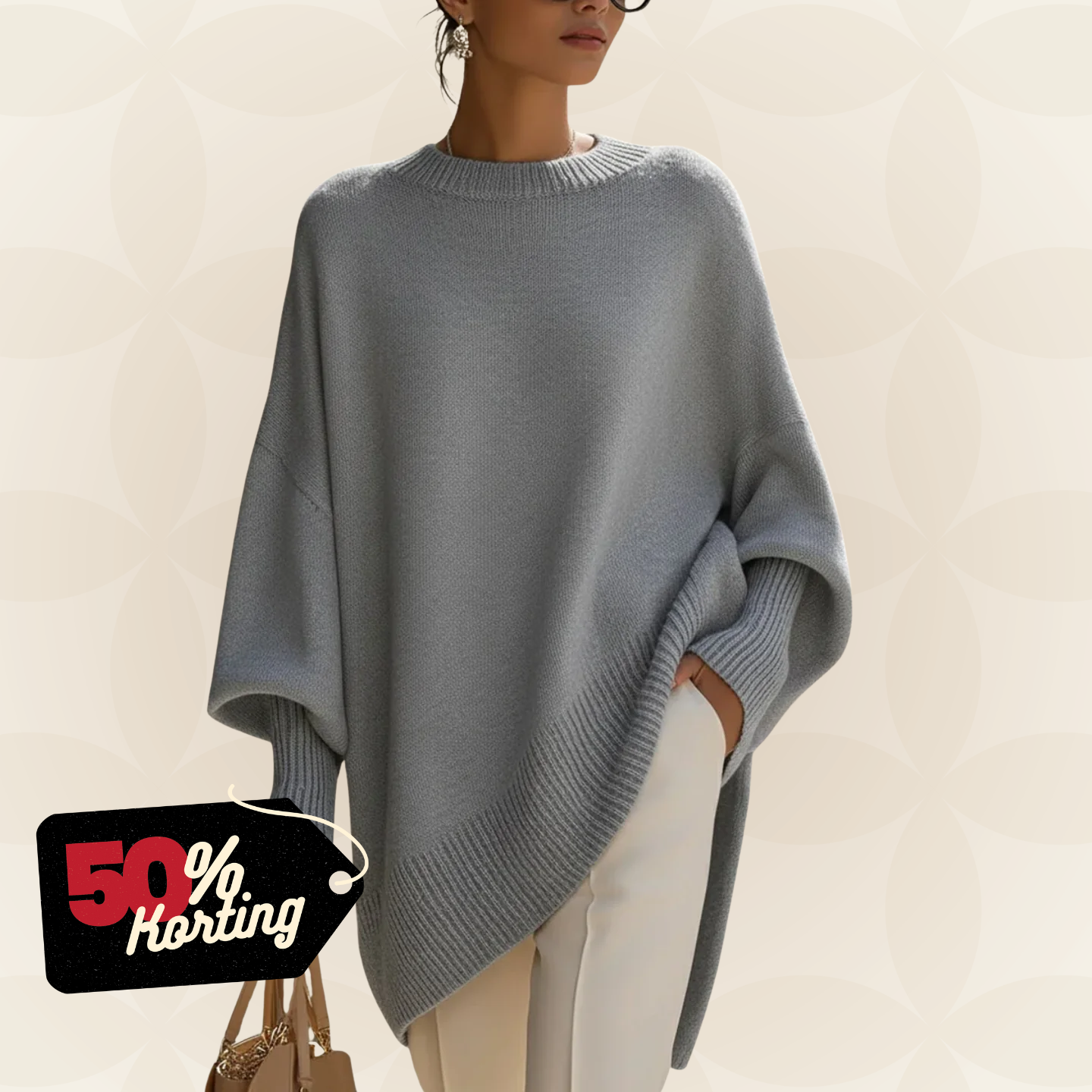 Poncho oversize en maille pour femme