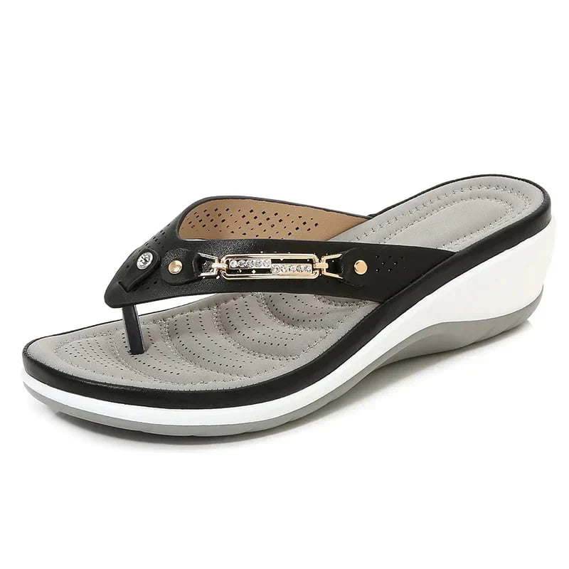 Tongs compensées orthopédiques pour femme