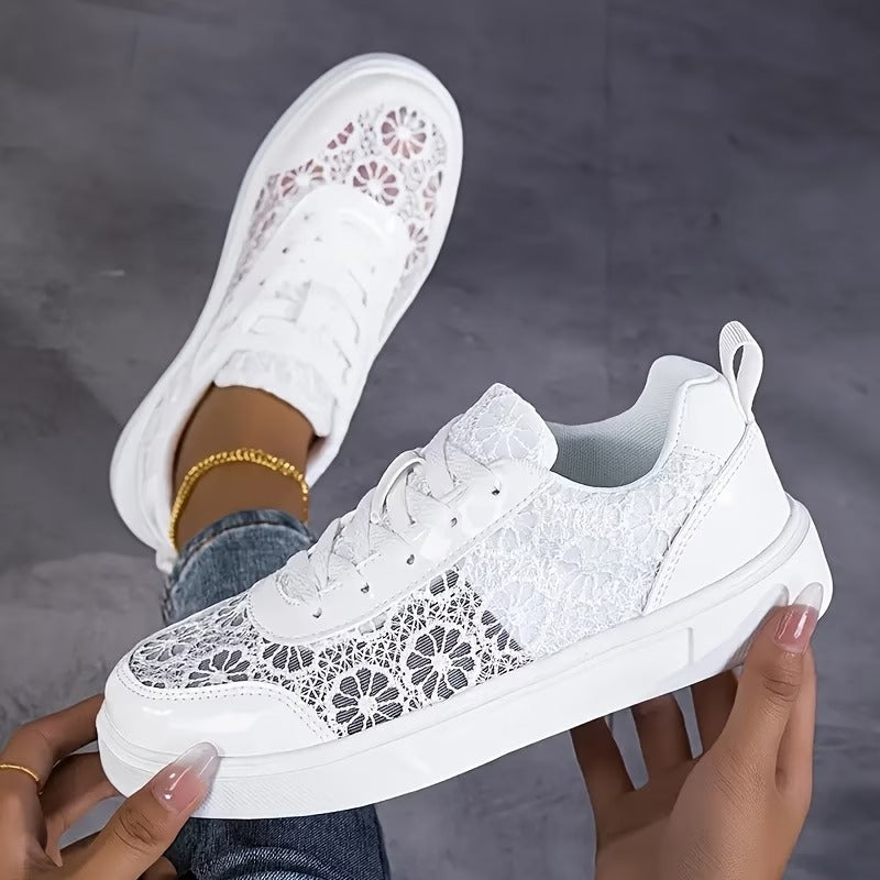 Women's Lace-Up Floral Mesh Trainers