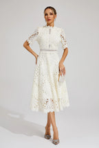 Women's Lace Midi Dress | A-Line Fit and Flare