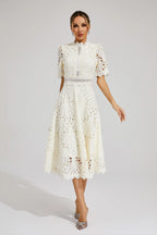 Women's Lace Midi Dress | A-Line Fit and Flare