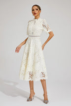 Women's Lace Midi Dress | A-Line Fit and Flare
