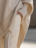 Damskie oversize’owe dzianinowe poncho