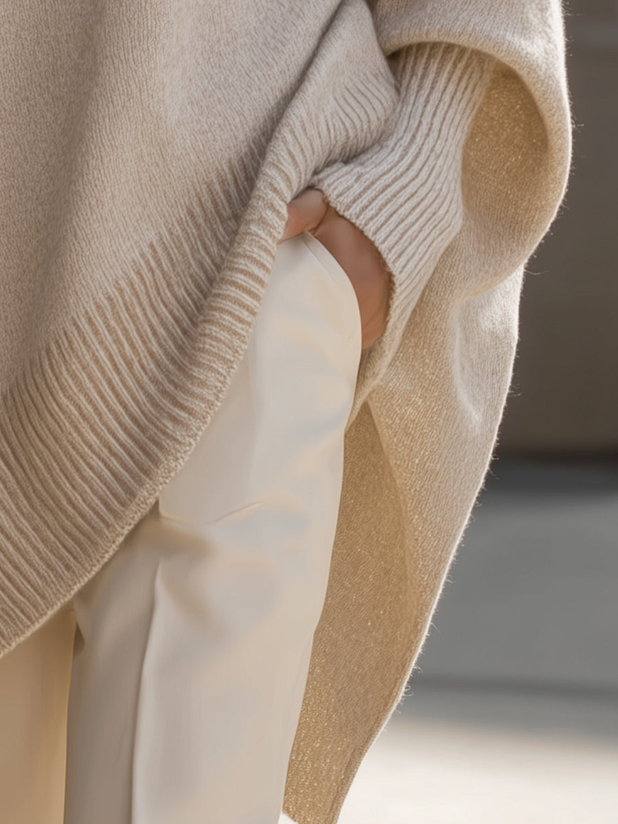 Women's Oversized Knitted Poncho Jumper