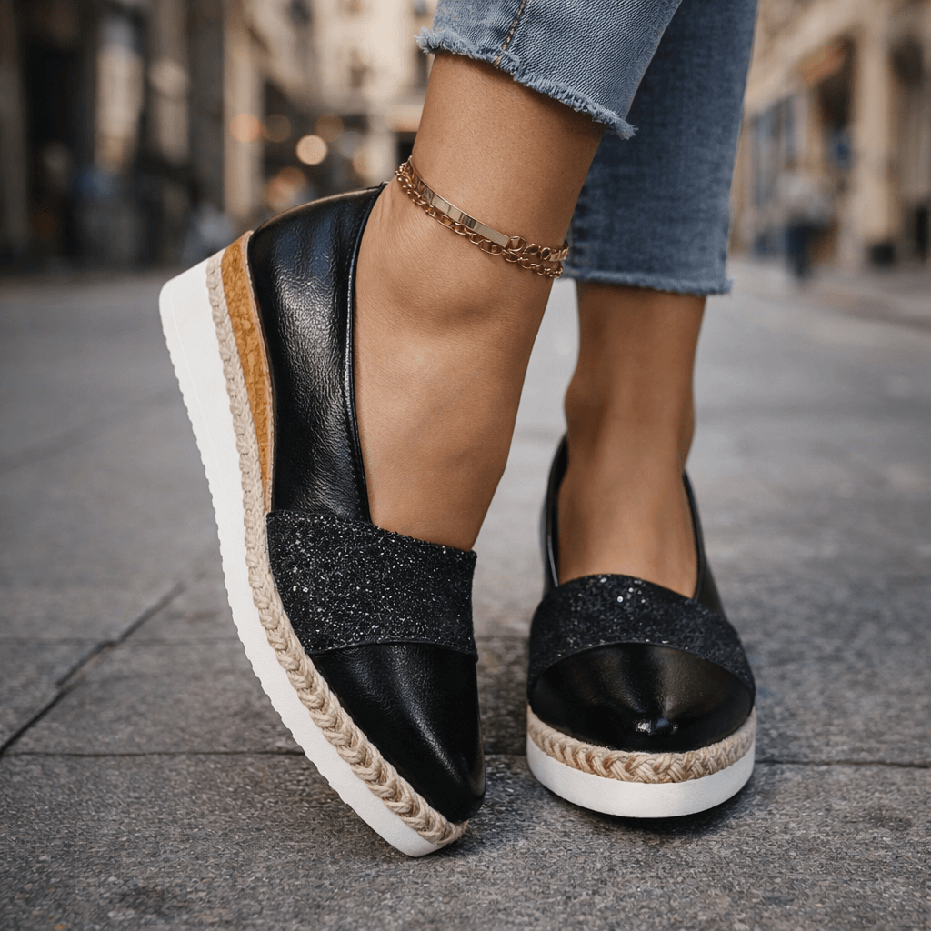 Women's Glitter Wedge Espadrille Shoes
