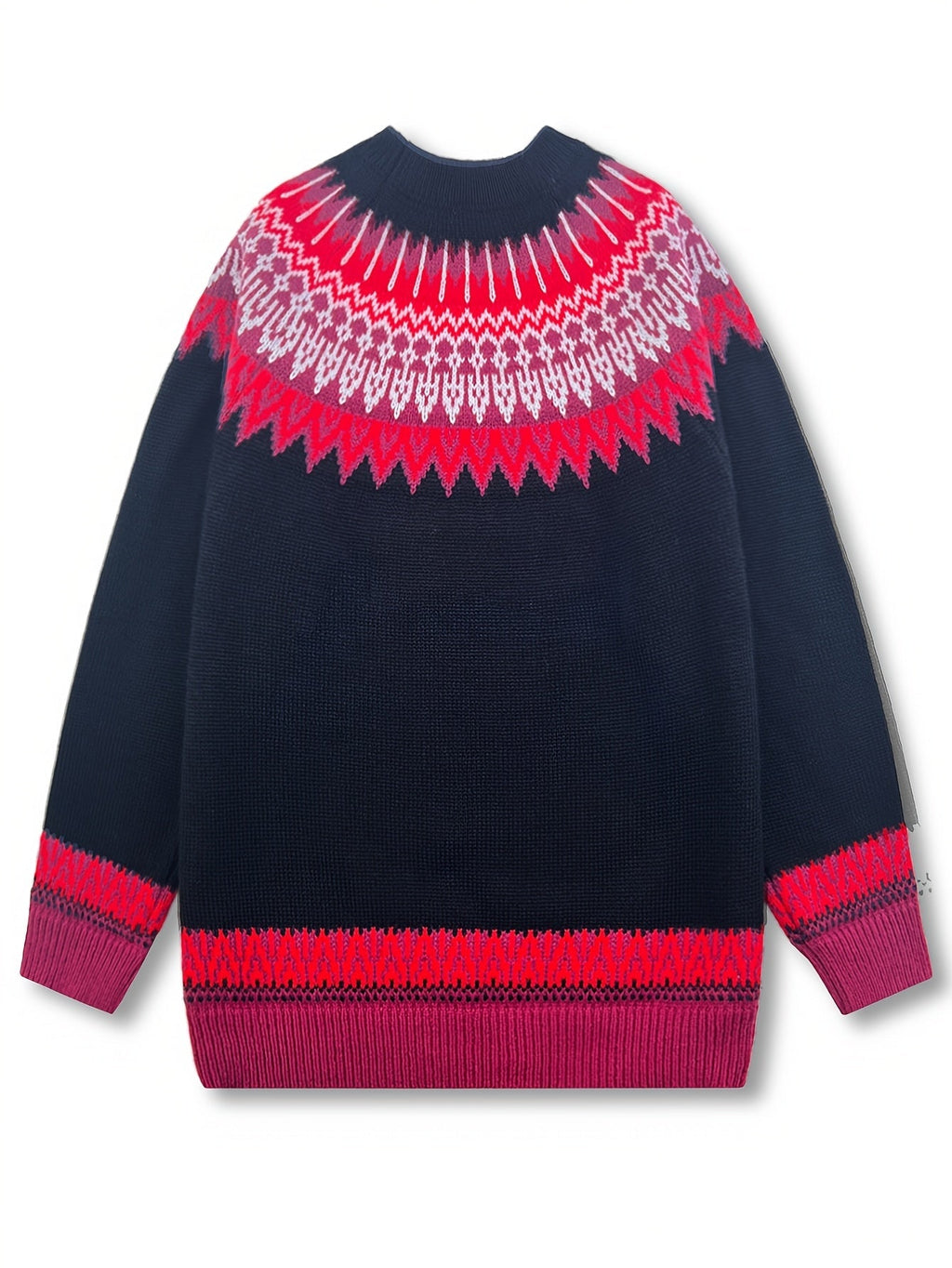 Damski gruby sweter | Okrągły dekolt i nordycki wzór