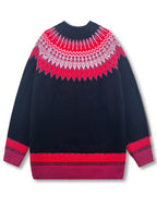 Damski gruby sweter | Okrągły dekolt i nordycki wzór