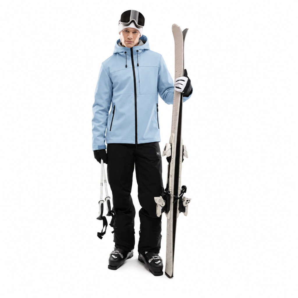Men's Hooded Ski Jacket with Zip Pockets
