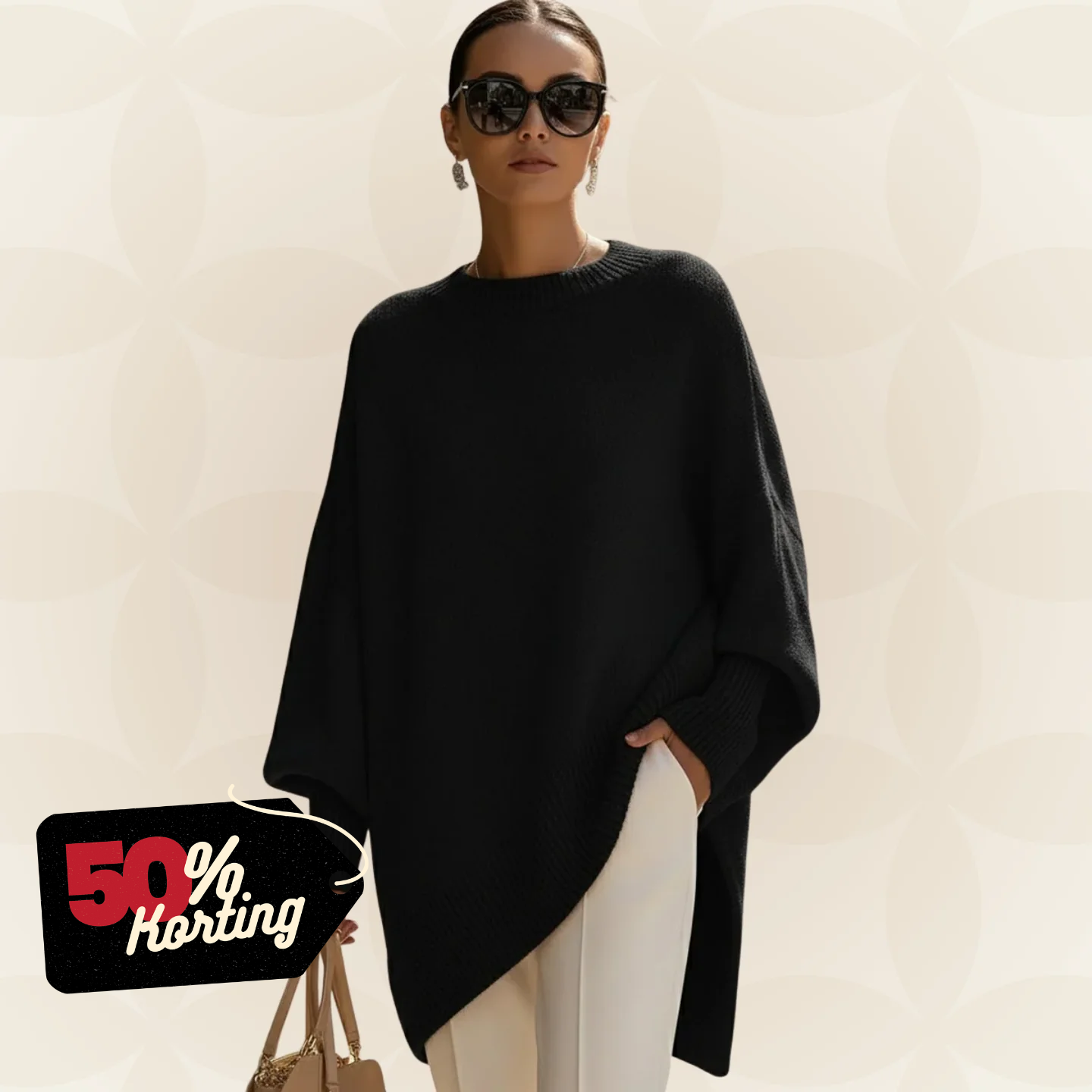Poncho oversize en maille pour femme