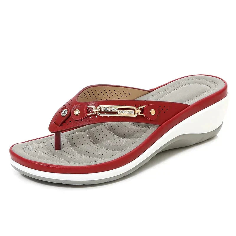 Tongs compensées orthopédiques pour femme